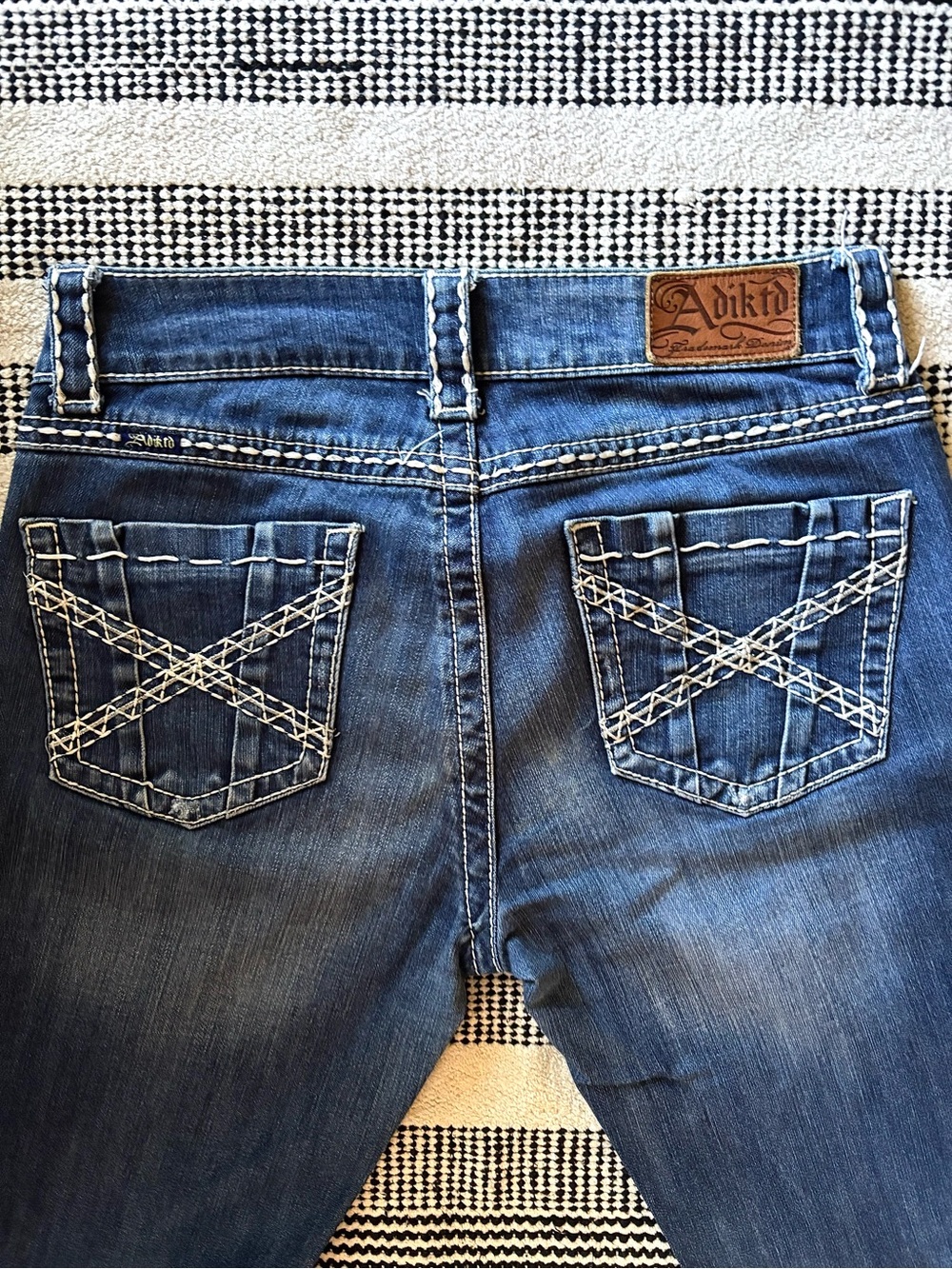 Adiktd Women's Blue Boot Cut Jeans with White Contrast Stitching